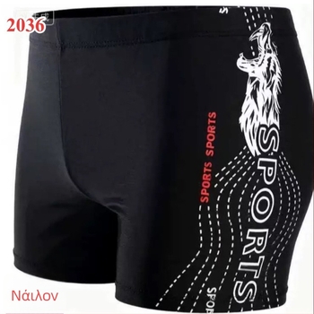 TR2036 Ανδρικά μποξέρ μαγιό κολύμβησης – Plus Size, μονόχρωμο νάιλον