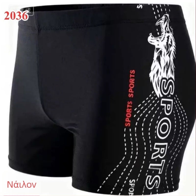 TR2036 Ανδρικά μποξέρ μαγιό κολύμβησης – Plus Size, μονόχρωμο νάιλον