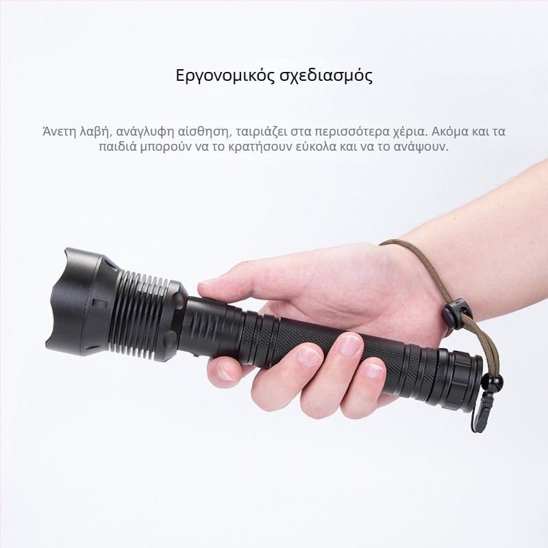 Φακός P70 / P50 με υψηλή φωτεινότητα, USB φόρτιση, τηλεσκοπικό εστιασμό, υπερλαμπρός με μακρύ εμβέλεια, κράμα αλουμινίου