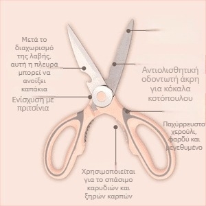 Κουζινικές ψαλίδες για το κόψιμο οστών, πολυλειτουργικά ψαλίδια τροφίμων από ανοξείδωτο ατσάλι