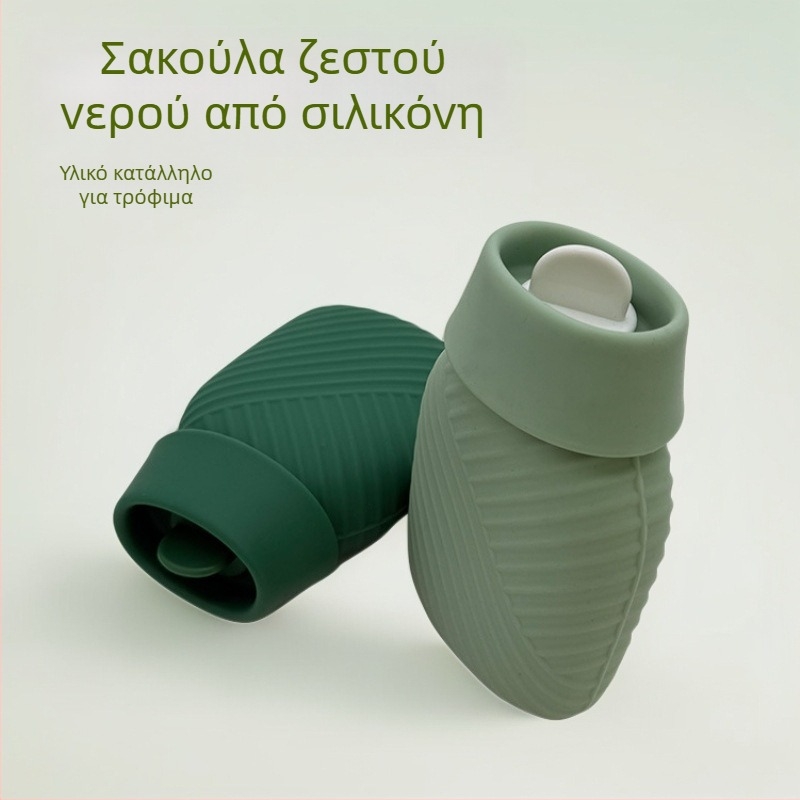 Φορητή σιλικονούχα φιάλη ζεστού νερού, τροφίμων ποιότητας, πτυσσόμενη και μονωμένη, για θέρμανση χεριών και σώματος, θερμή συμπίεση, διπλής χρήσης για ζεστό και κρύο