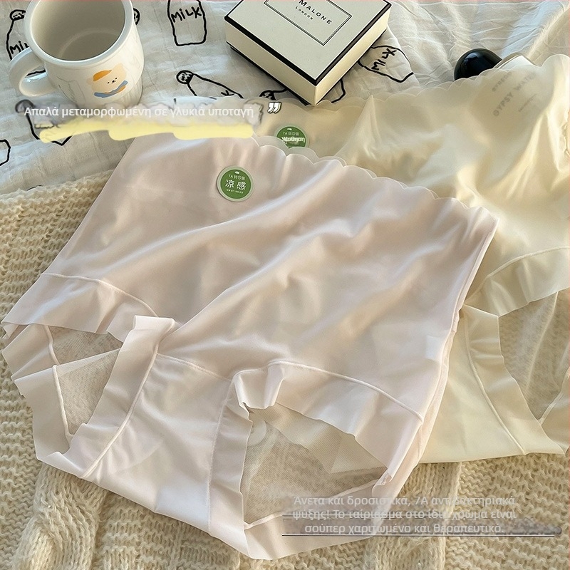 Υπερλεπτό Ice Silk εσώρουχο γυναικείων με υψηλή μέση – μεγάλου μεγέθους, αντιβακτηριακό, αναπνεόμενο, διαφανές νάιλον με επένδυση από βαμβάκι, καλοκαίρι