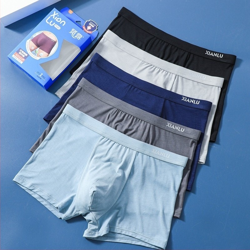 Ανδρικά boxer briefs από μόνταλ, άνετα και διαπνέοντα, μονόχρωμα, με μέση, για οικιακή χρήση και σπορ