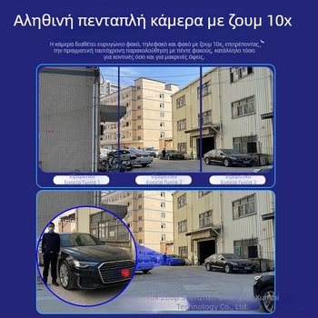 HD σφαιρική κάμερα παρακολούθησης, τετρακάναλη οθόνη, 360° νυχτερινή όραση, ασύρματη για εσωτερική και εξωτερική χρήση