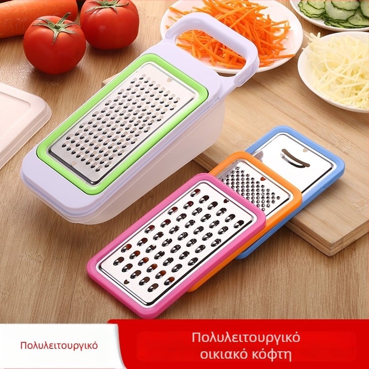 Πολυλειτουργικός χειροκίνητος κόπτης λαχανικών από ανοξείδωτο ατσάλι, με τρίφτη, κόφτη πατάτας και κόφτης φρούτων/πεπονιών
