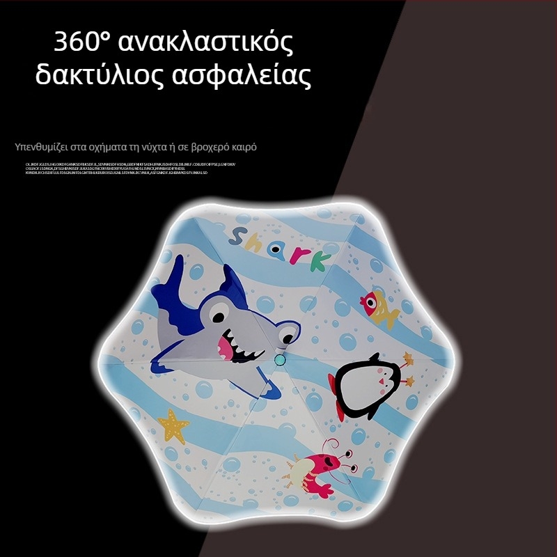 LED Ομπρέλα για παιδιά – χαριτωμένο σχέδιο με κινούμένα σχέδια, στρογγυλεμένες άκρες, προστασία από τρύπημα, μαύρη ομπρέλα από καουτσούκ, διπλής χρήσης ήλιος και βροχή