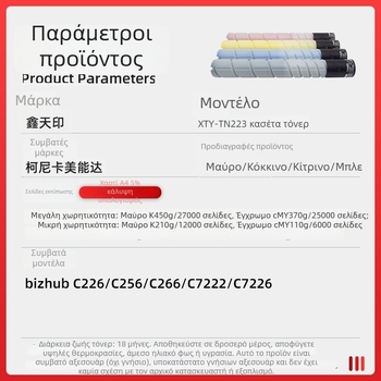 Τόνερ σε σκόνη για Konica Minolta C226, C266, C256, C7222, C7226 και TN223