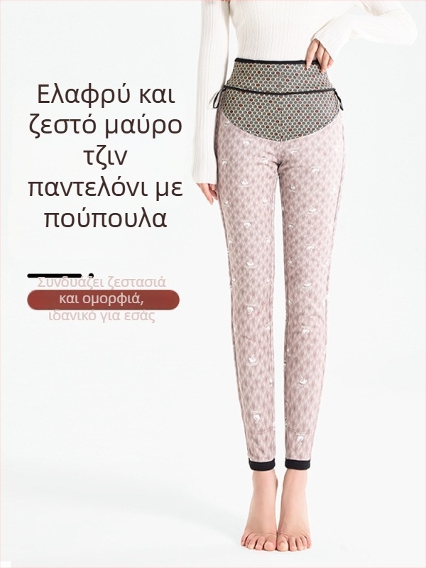 Γυναικείες παντελόνες από ντένιμ με fleece επένδυση, ζεστές για φθινόπωρο και χειμώνα, υψηλής μέσης, ελαστικές, στενή γραμμή, skinny με ανύψωση γλουτών
