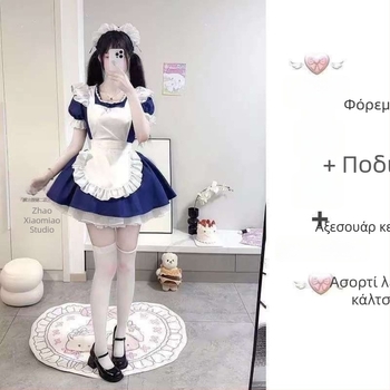 Γλυκό φόρεμα Lolita με φουσκωτή φούστα πριγκίπισσας και ποδιά σε ιαπωνικού στυλ — σετ τεσσάρων τεμαχίων για το καλοκαίρι