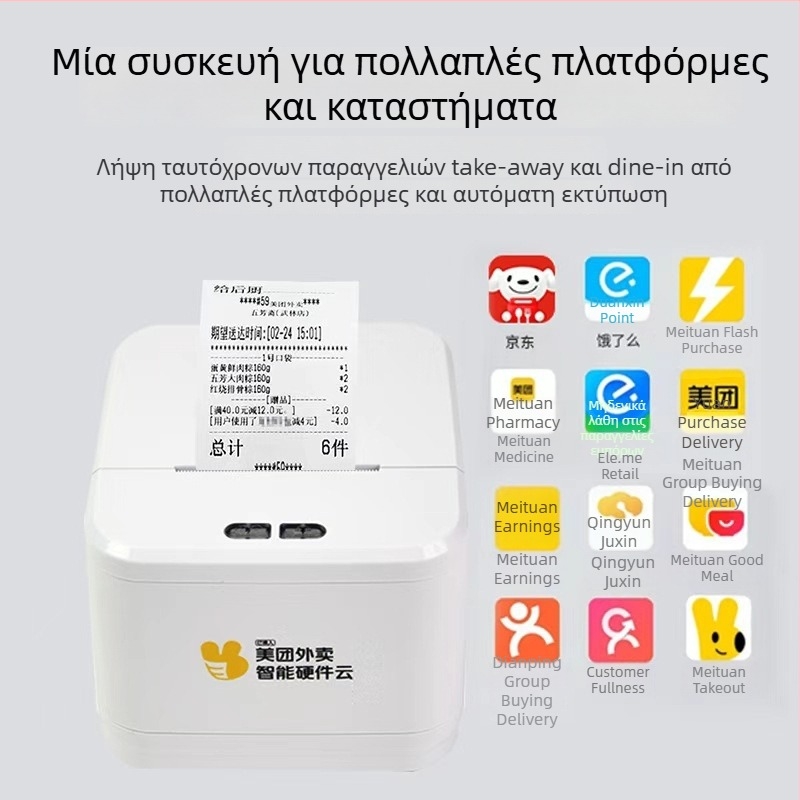 Jiewell JW5801 Θερμικός εκτυπωτής αποδείξεων διανομής – αυτόματη λήψη παραγγελίας, εκτύπωση 58mm, USB/WiFi6/4G