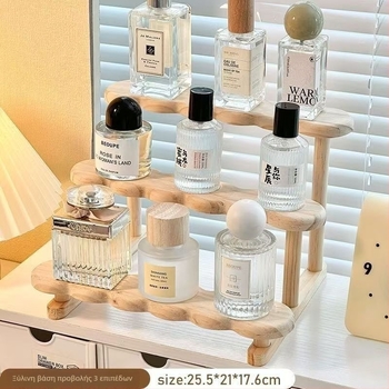 DIY ξύλινο ράφι προβολής αρωμάτων με σκαλιστή σκάλα, χώρος για αρώματα και παχύφυτα, διακόσμηση δωματίου