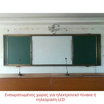 Μαγνητικός ολισθαίνων πίνακας με ενσωματωμένο προβολέα για εκπαίδευση, ματ επιφάνεια, εύκολη γραφή και σβήσιμο.