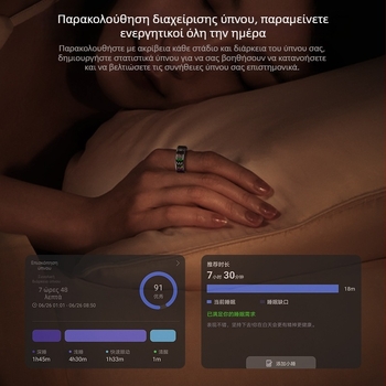 Colorring01 Έξυπνο δαχτυλίδι με οθόνη, παρακολούθηση καρδιακού ρυθμού, οξυγόνου αίματος και ύπνου, αδιάβροχο