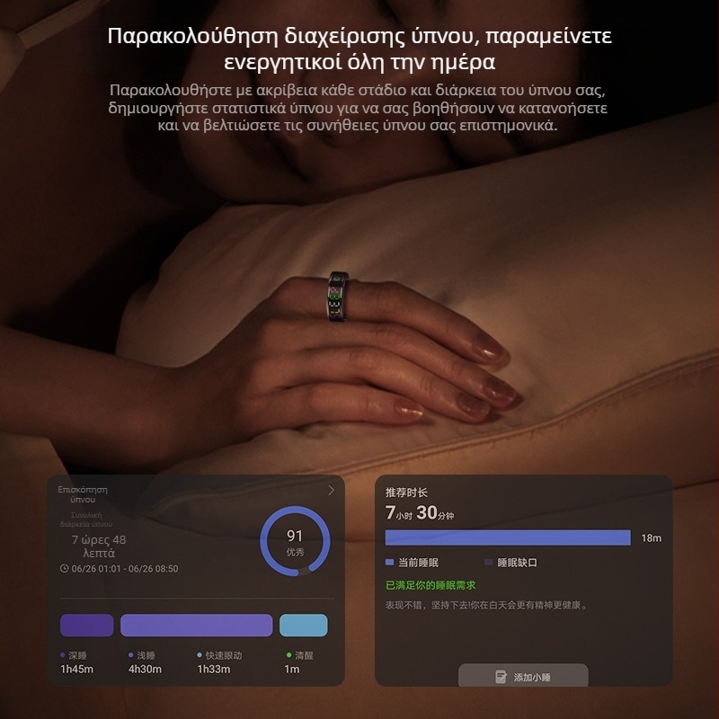 Colorring01 Έξυπνο δαχτυλίδι με οθόνη, παρακολούθηση καρδιακού ρυθμού, οξυγόνου αίματος και ύπνου, αδιάβροχο