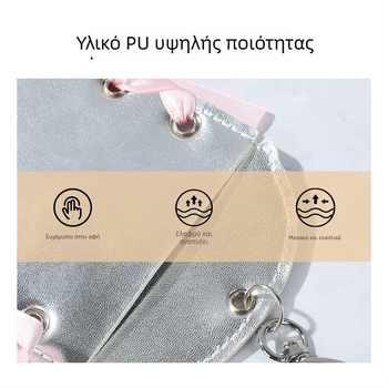 PU θήκη καρτών με κορδέλα και κρεμαστό καρδιάς, INS στυλ