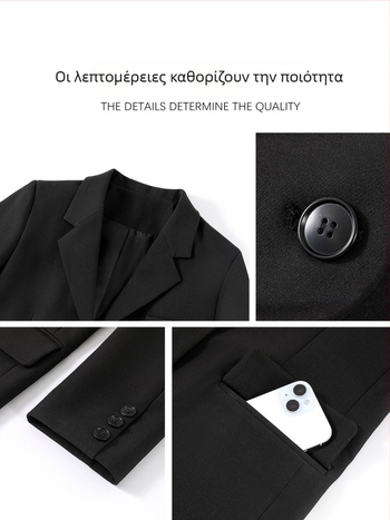 Μαύρο γυναικείο σακάκι-μπλέιζερ για άνοιξη–φθινόπωρο 2026, χαλαρή γραμμή, ίσια στους ώμους, κορεατικό στυλ, υψηλής ποιότητας μόδα
