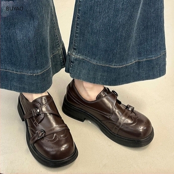 Γυναικείοι loafers από γνήσιο δέρμα με χοντρή σόλα, άνοιξη 2026, Mary Jane στιλ, JK στιλ