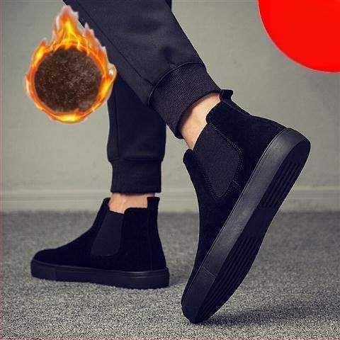 Ανδρικά Υψηλά Casual Παπούτσια, Μαύρος Πολεμιστής, Στυλ Chelsea, Δερμάτινα
