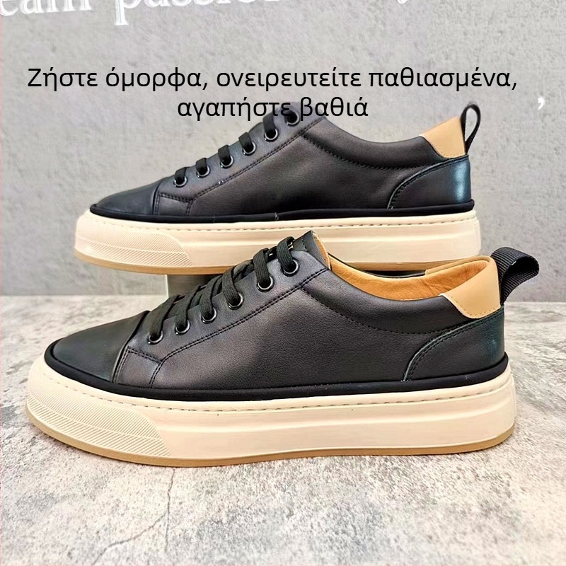 Ανδρικά παπούτσια από γνήσιο δέρμα χωρίς κορδόνια, slip-on, με στρογγυλή μύτη, χαμηλό τακούνι, σόλα από καουτσούκ, επένδυση από δέρμα και πάτος από δέρμα