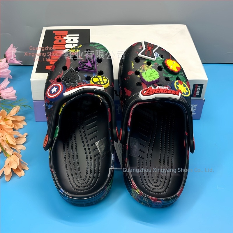 Παιδικά Avengers σε στυλ Crocs, unisex, παραθαλάσσια σανδάλια με διάτρητο σχέδιο, αναπνεύσιμα, αντιολισθητικά, ανθεκτικά, κλειστό δάχτυλο