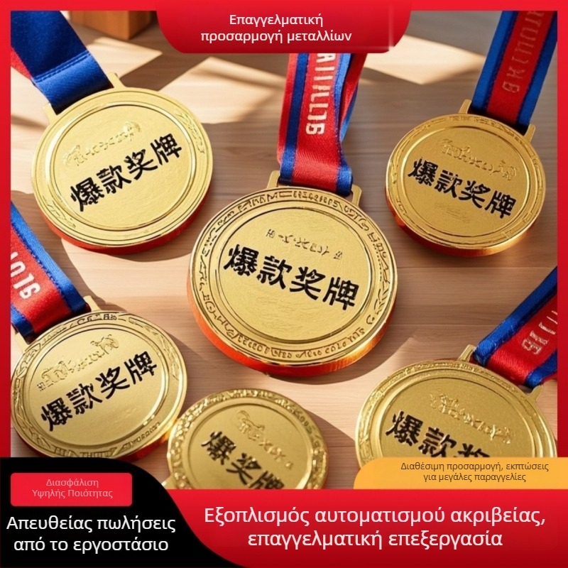 Μεταλλικό μετάλλιο μαραθωνίου, ανάγλυφο κράμα για σχολικούς αθλητικούς αγώνες, δυνατότητα εξατομικευμένου λογότυπου