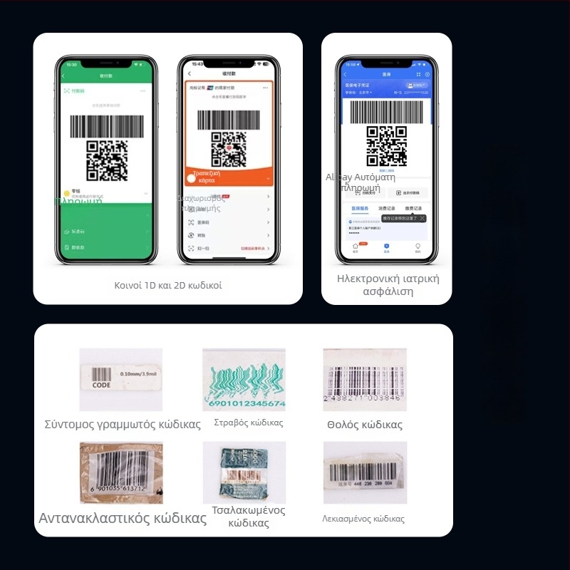 First News USB 1D/2D επιτραπέζιος σαρωτής γραμμωτών κωδικών για σούπερ μάρκετ και φαρμακεία, σάρωση κωδικών πληρωμών και ιατρικών γραμμωτών κωδικών
