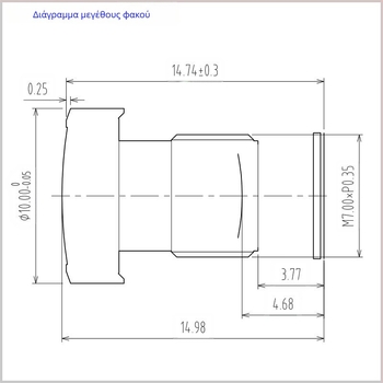 Διεπαφή M7, φακός με σταθερό εστιασμό 2.9 mm για σάρωση κωδικών, αισθητήρας 1/2.7 ιντσών, 150° πεδίο προβολής