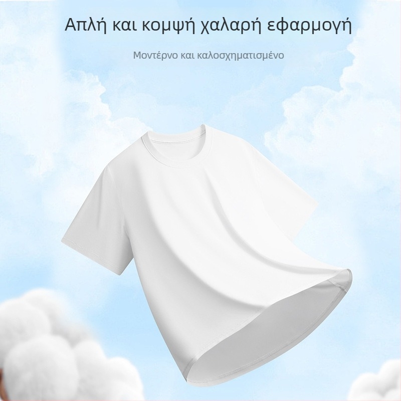 Αντιβακτηριακό κοντομάνικο T-shirt με στρογγυλή λαιμό, δροσερή τεχνολογία, λευκό, καλοκαίρι, unisex, μονόχρωμο