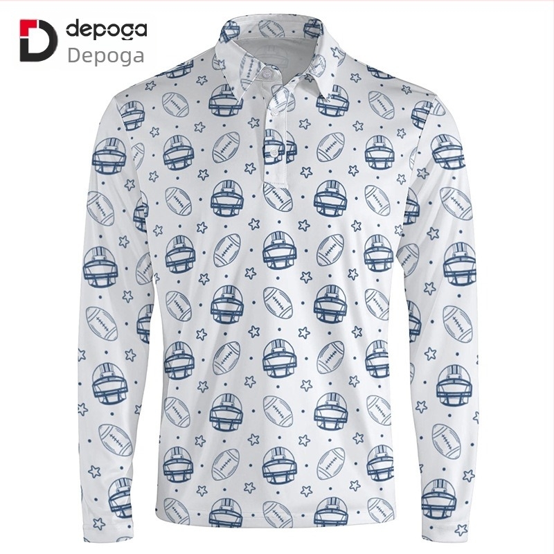 Ανδρικό polo με μακριά μανίκια, 3D χριστουγεννιάτικο μοτίβο με ιδιοκτήτη και κατοικίδιο