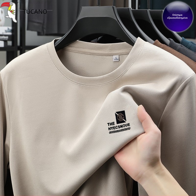 Woodpecker Ice Silk Μακρυμάνικο Ανδρικό T-shirt για Άνοιξη-Καλοκαίρι 2025, Λεπτό, Στρογγυλός Λαιμός, Ρούχο Βάσης