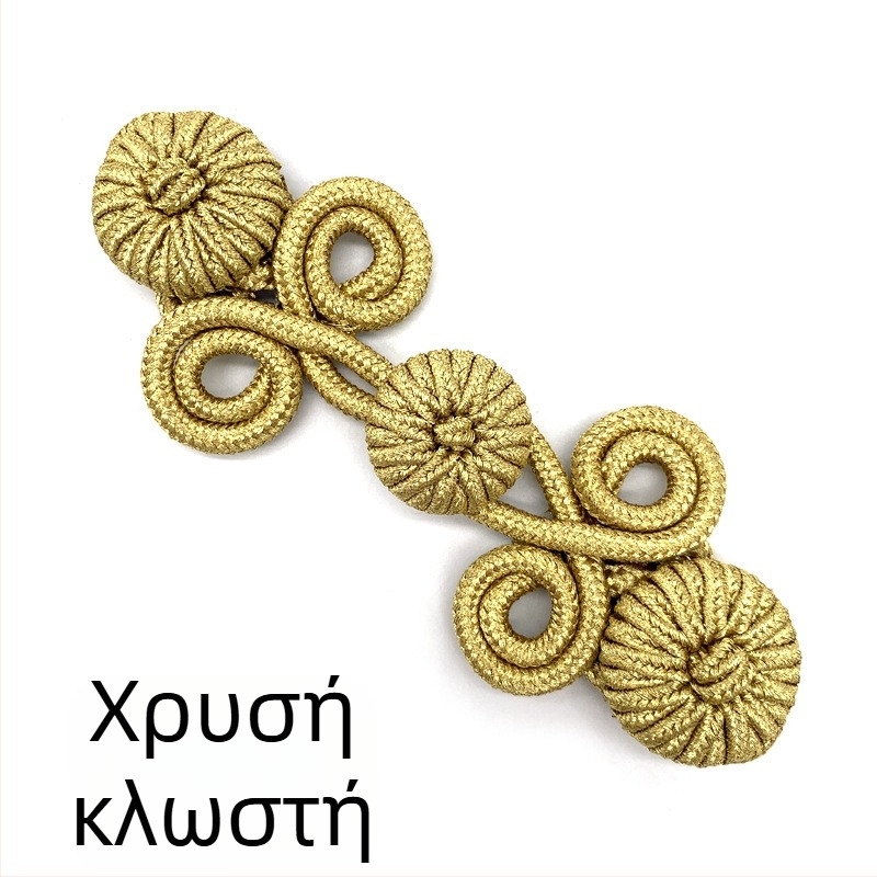 Διακοσμητικό πλακέ κούμπωμα Miaoyi με χρυσό και ασημένιο σύρμα, κούφιο τροχό και τρία κοίλα στοιχεία για παραδοσιακά κινεζικά ρούχα