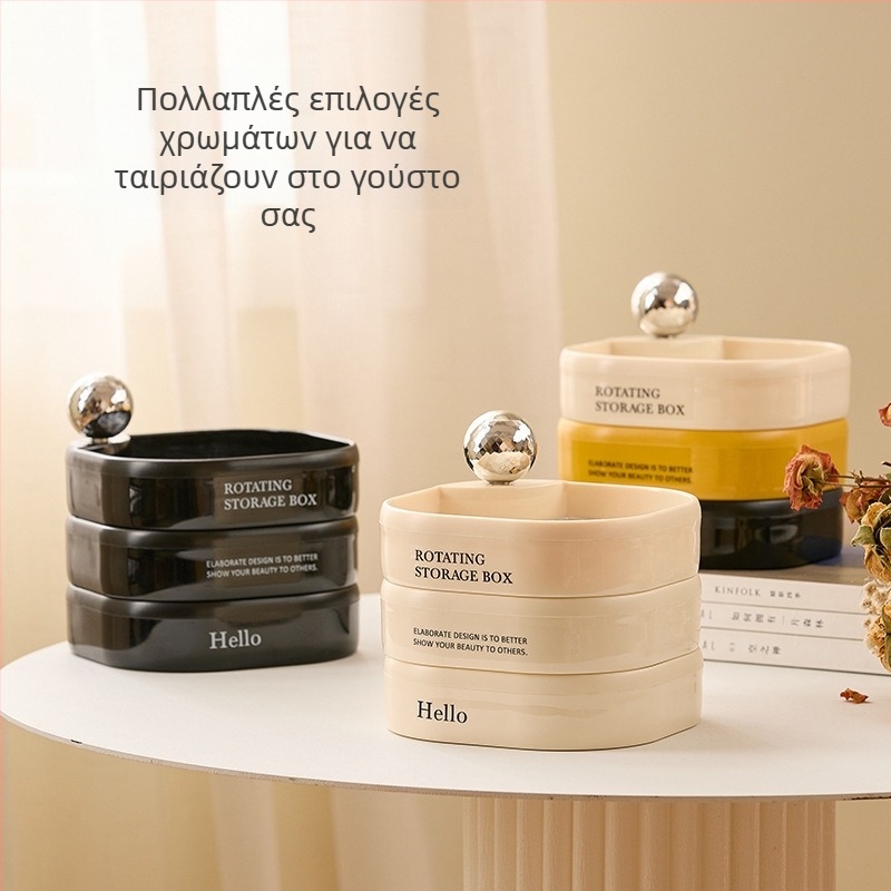 Πολυεπίπεδη περιστρεφόμενη θήκη κοσμημάτων για γραφείο ή κομοδίνο – πολύχρωμος οργανωτής καλλυντικών και κοσμημάτων