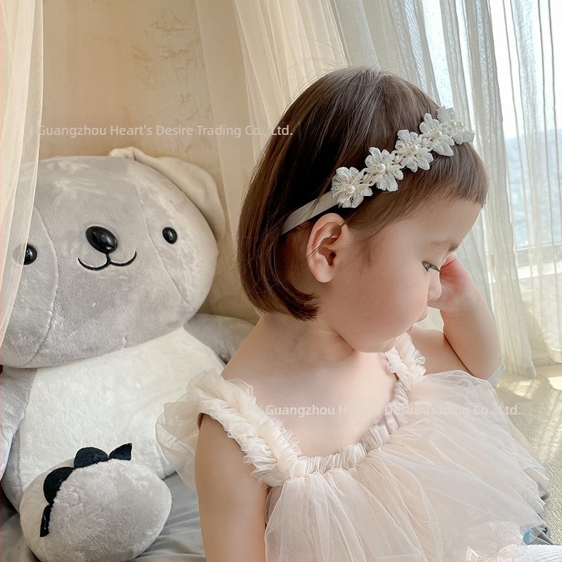 Καλοκαίρι 2021: Κορδέλα μαλλιών για παιδιά με λουλούδι, δαντέλα και πέρλες – πριγκίπισσα (0–1 ετών)