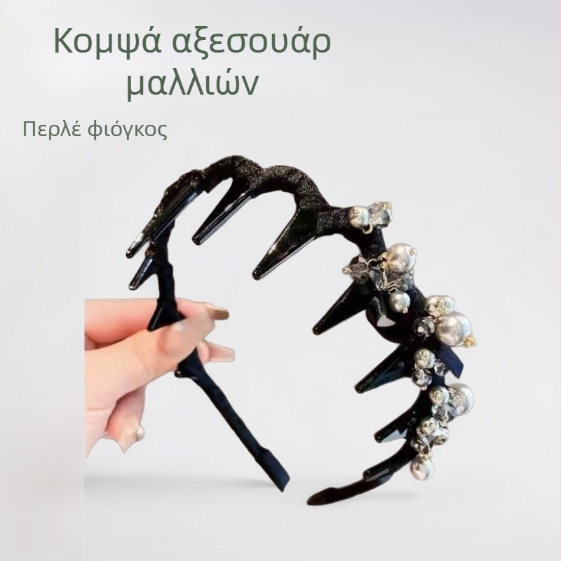 Κεφαλοδέτης με μαργαριτάρια, μαύρος, κορεατικού στυλ, μινιμαλιστικό κομψό αξεσουάρ μαλλιών για γυναίκες (2025)