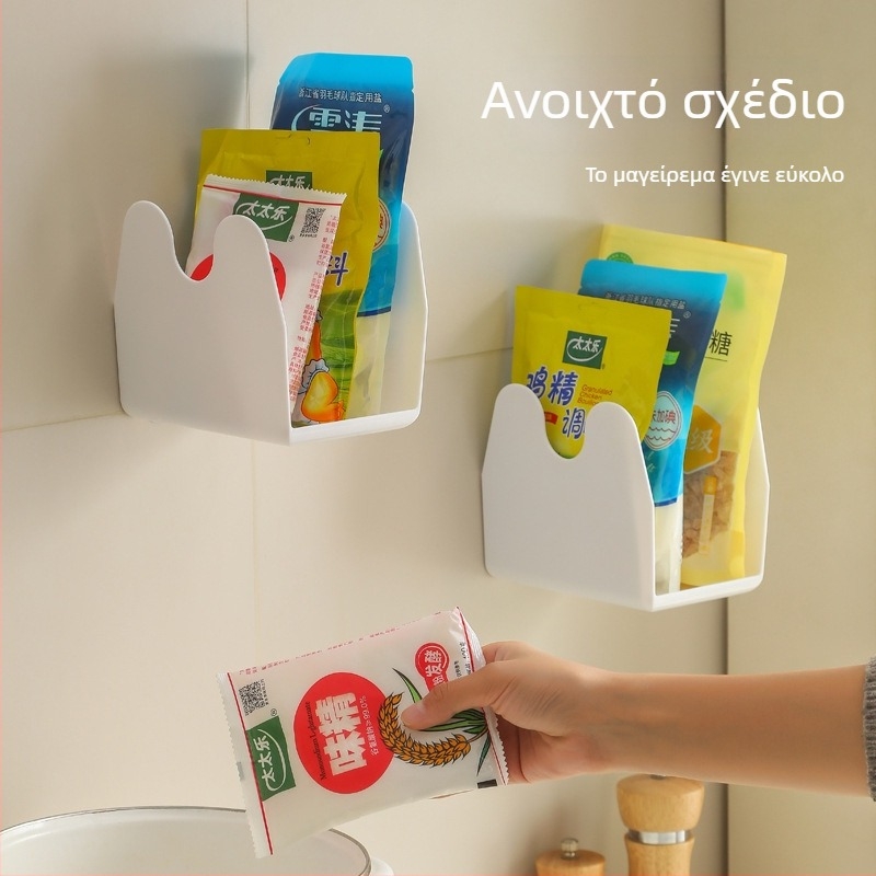 Κρεμαστό ράφι τοίχου για μπαχαρικά στην κουζίνα – πολυλειτουργική αποθήκευση αλατιού, σάλτσας σόγιας και δοχείων