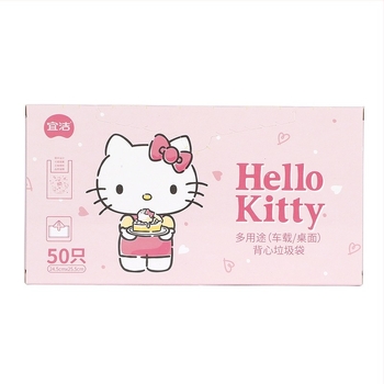 Hello Kitty σακούλες απορριμμάτων αυτοκινήτου, παχύτερες με λαβές, σακούλες μιας χρήσης σε στυλ γιλέκας για οικιακή χρήση.