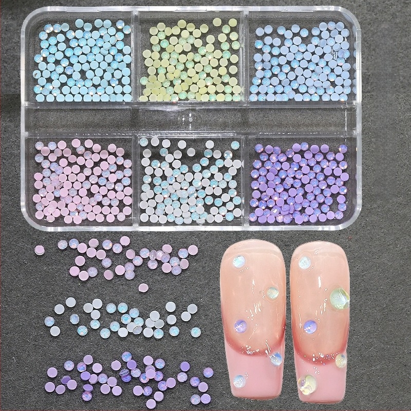 Αξεσουάρ νυχιών Dopamine Mocha Protein Diamond, SS6 κρύσταλλο γυαλί, επίπεδη βάση, 2mm στρογγυρά διαμαντάκια, σε κουτί διακοσμήσεων νυχιών