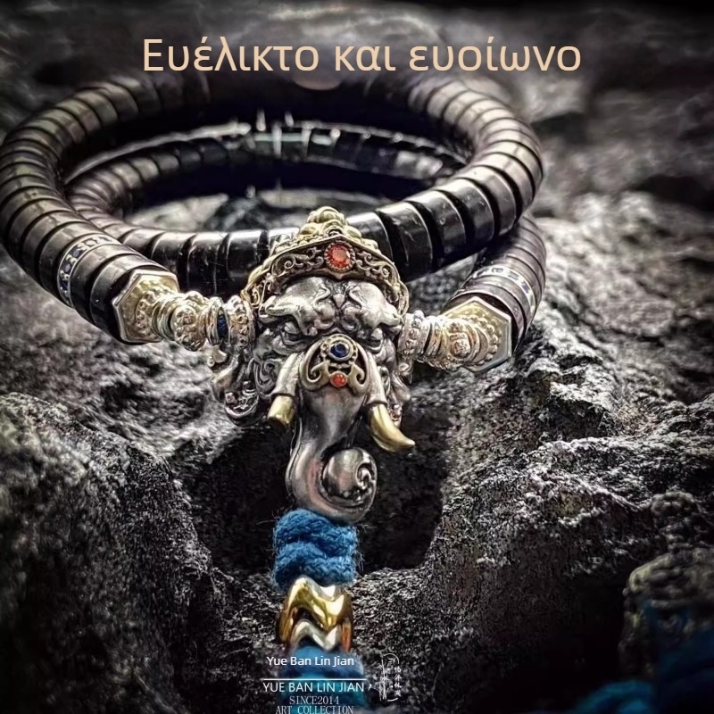 Χάλκινο αξεσουάρ κοσμήματος με εντοιχισμένο σχέδιο ελέφαντα Γκανέσα, ρετρό τοτέμ μοτίβο