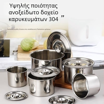Δοχείο μπαχαρικών από ανοξείδωτο ατσάλι 304 με καπάκι, κουζίνας — θερμοανθεκτικό δοχείο για λίπος και λάδι τσίλι