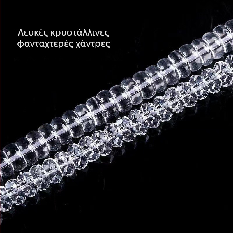 Φασετιωμένες λευκές κρυσταλλικές διαχωριστικές χάντρες, επίπεδες χάντρες και δίσκοι χαντρών — ημιτελή εξαρτήματα DIY κοσμημάτων για βραχιόλια