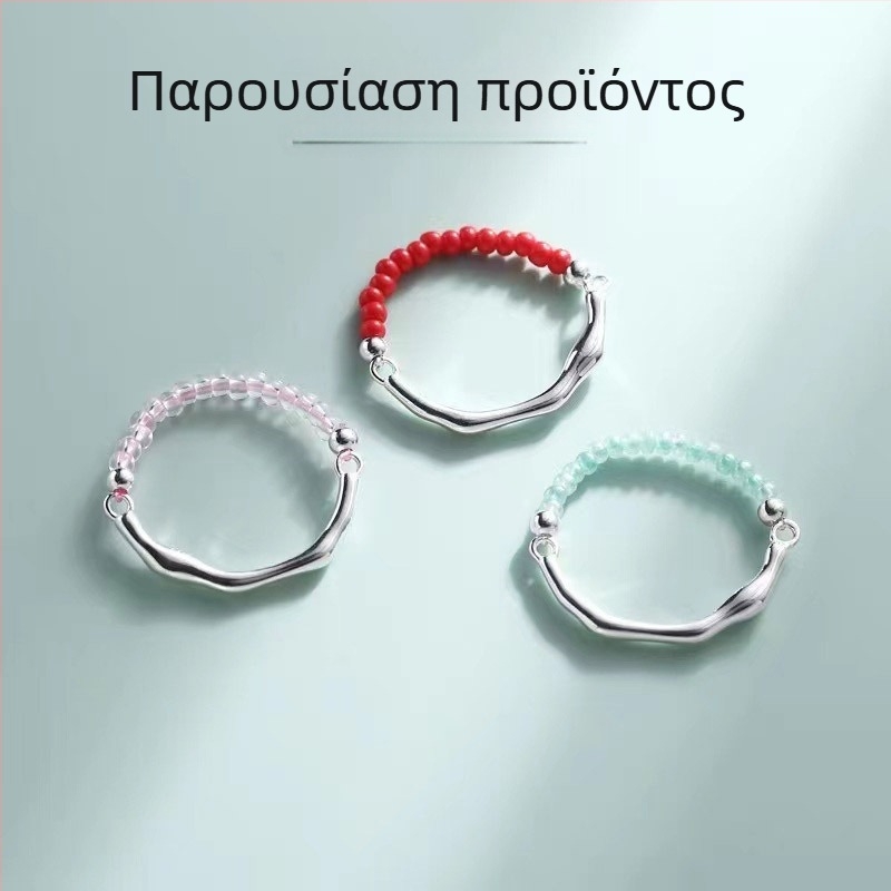 S925 Ασήμι Sterling – Βάση ημιδαχτυλιδιού για DIY δαχτυλίδι με μαργαριτάρια, συνδετικό στοιχείο με ιριδίζον φινίρισμα