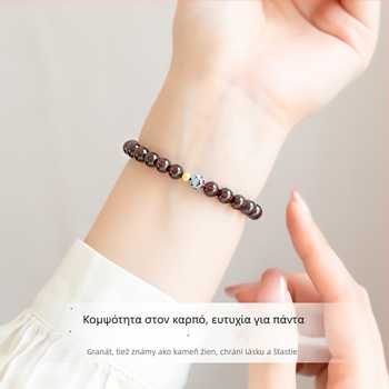 Γρανάτης βραχιόλι για γυναίκες, φυσικές χάντρες σε κρασί-κόκκινο και μωβ-μαύρα κρύσταλλα, διαλογιστικά στοιχεία λωτού