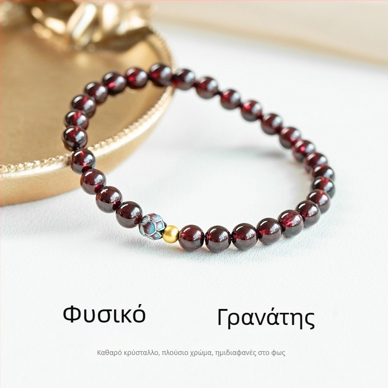 Γρανάτης βραχιόλι για γυναίκες, φυσικές χάντρες σε κρασί-κόκκινο και μωβ-μαύρα κρύσταλλα, διαλογιστικά στοιχεία λωτού