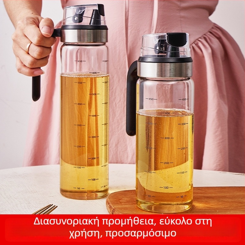 Μπουκάλι λαδιού από γυαλί μποροσιλικό με αυτόματο άνοιγμα-κλείσιμο, αδιαρροϊκό και ανθεκτικό στη θερμοκρασία για την κουζίνα