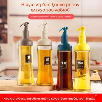 Μπουκάλι λαδιού με κάπα πίεσης, κυκλικό γυάλινο μπουκάλι για κουζίνα, μεγάλη χωρητικότητα, αδιάβροχο, χωρίς διαρροές, διαφανές μπουκάλι μπαχαρικών με παχύ γυάλι