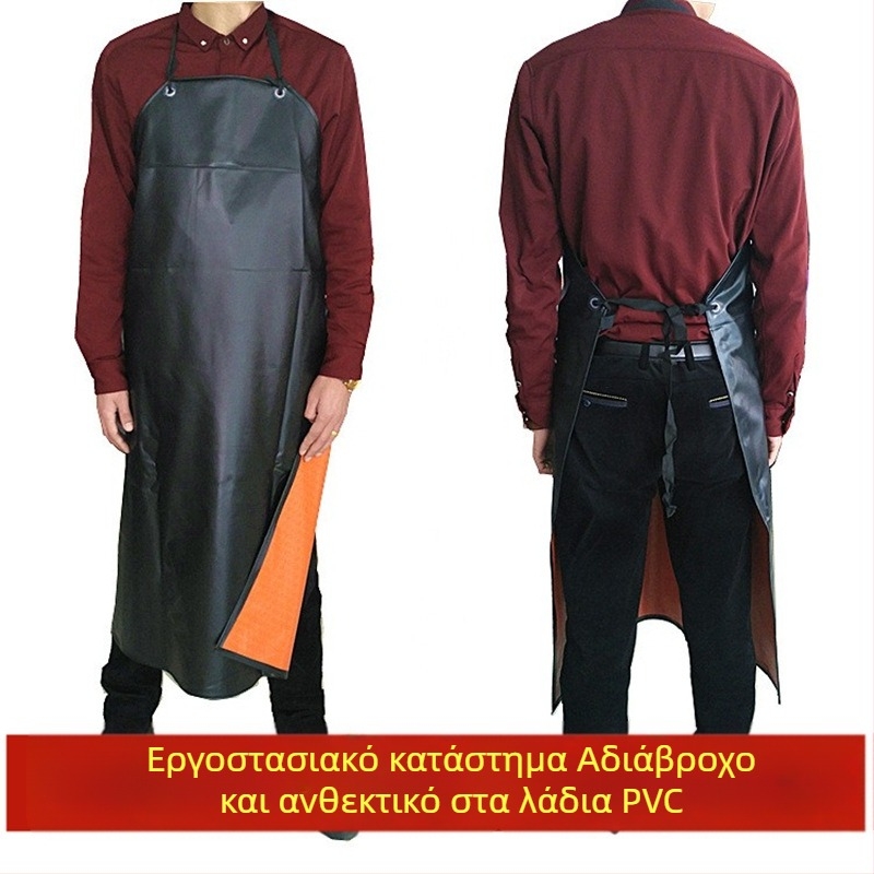 Πυκνωμένη PVC αδιάβροχη ποδιά χωρίς μανίκια, μαύρη, 80×110 εκ., ανθεκτική σε λάδια και σε οξέα/βάσεις