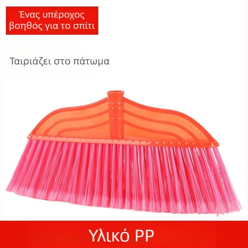 Αντικαταστάσιμη κεφαλή πλαστικής σκούπας με σκληρές και μαλακές τρίχες, σετ με ξύλινη λαβή για εργοστάσια, εργαστήρια, σχολεία και μονάδες καθαρισμού