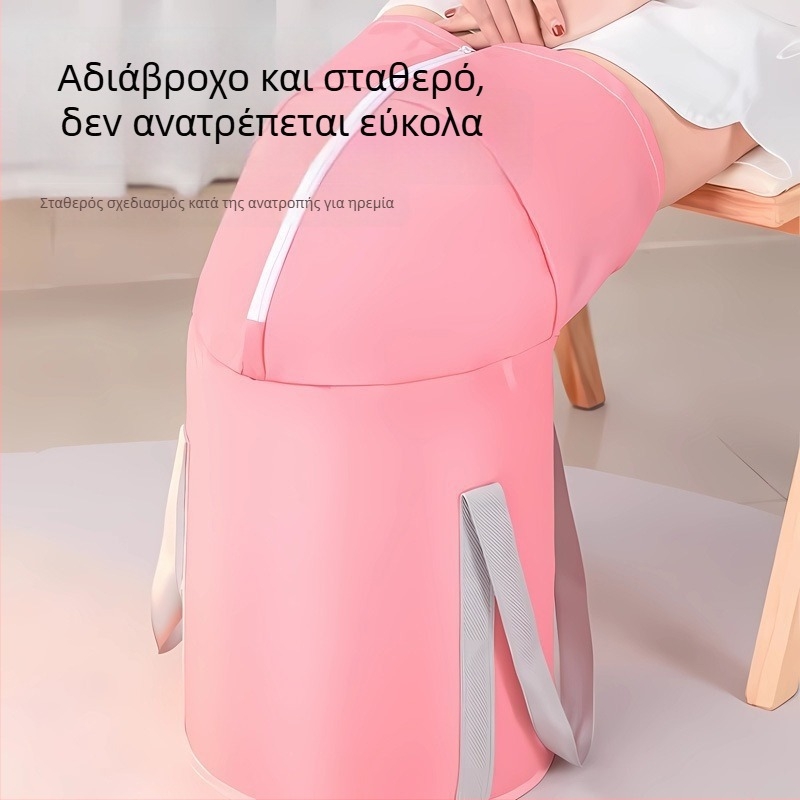 Αναδιπλούμενη φορητή λεκάνη μπάνιου ποδιών με μόνωση και σταθερή θερμοκρασία, ροζ, 66×30 cm
