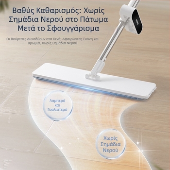 Επίπεδη σφουγγαρίστρα για δάπεδο με μικροϊνες και λαβή από ανοξείδωτο ατσάλι
