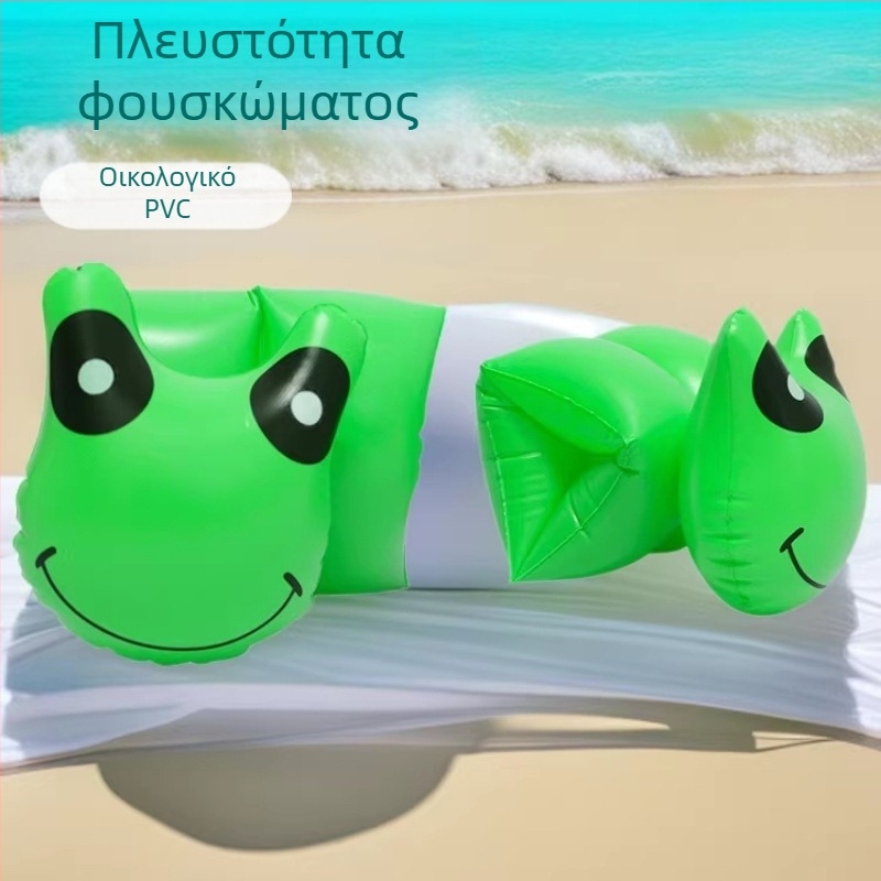 Φουσκωτό παιδικό δαχτυλιδάκι βραχίονα με πράσινο βάτραχο, PVC, εξωτερικό κολύμπι